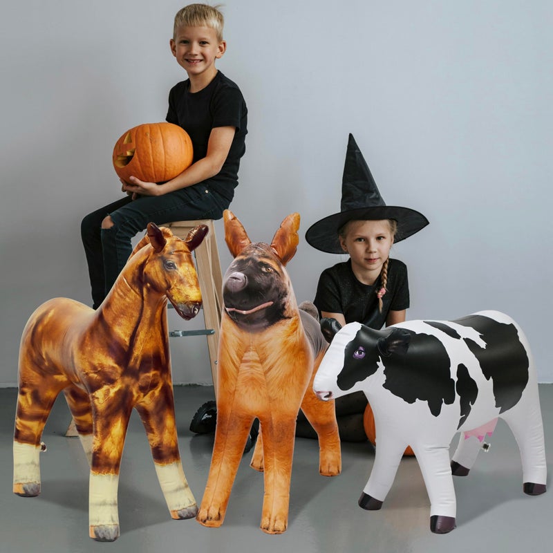 Jet Creations Inflatable Animal Trio: Cow, Horse, German Shepherd, Realistic Livestock Animal, Pets for Party Decoration, Education, Learning, Pool, Birthday, Photo Prop, Ideal for Kids, Adults - Image 4